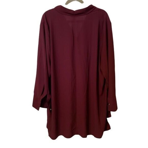 Terra & Sky Womens Sz 2XL Purple  Solid Long Sleeve Long Back Blouse - Picture 4 of 9
